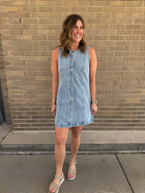 Sleeveless Button Up Denim Dress
