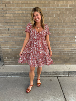 Rust Floral Dress