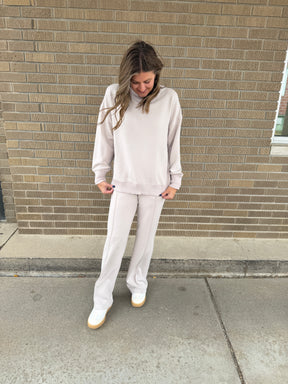 Modal Straight Leg Pants - Mocha Cream