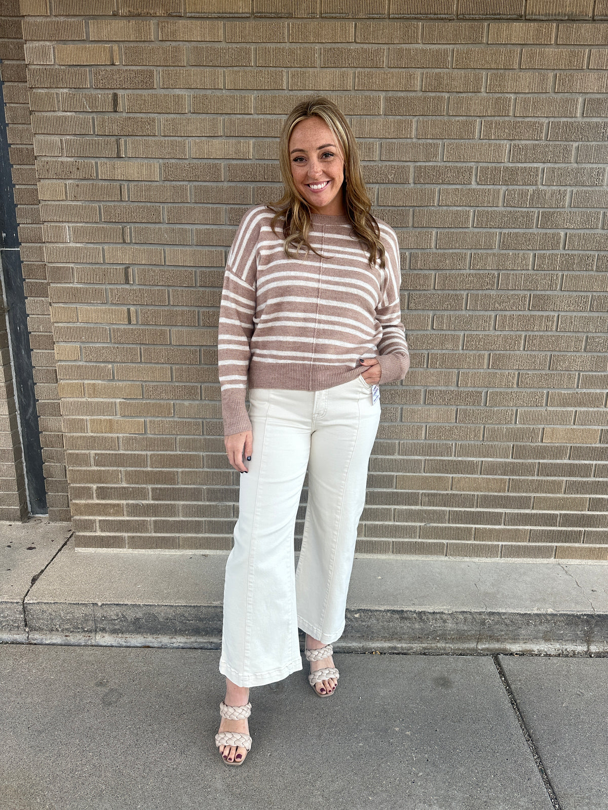 Classic Stripe Sweater - Taupe