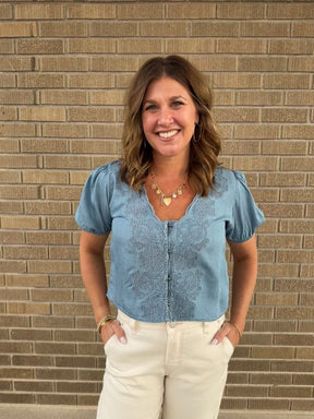 Anything but Basic Blue Top