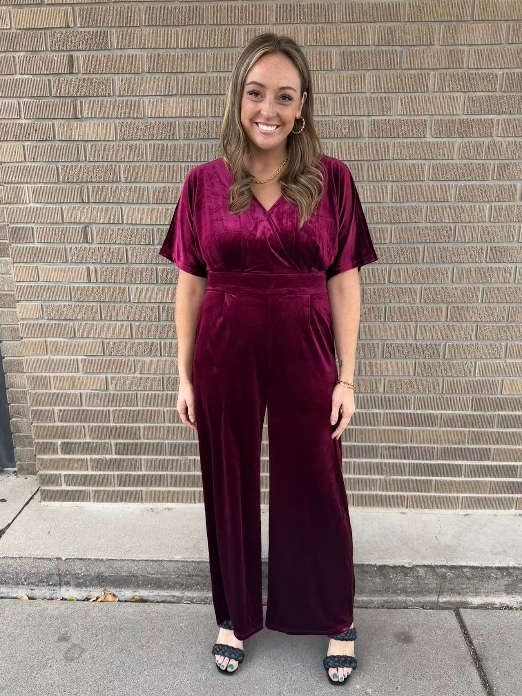 Burgundy Velvet Jumpsuit