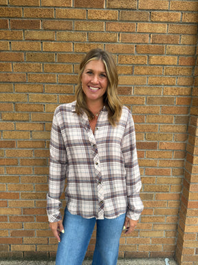 Daphne Shirt - Mauve Rose plaid