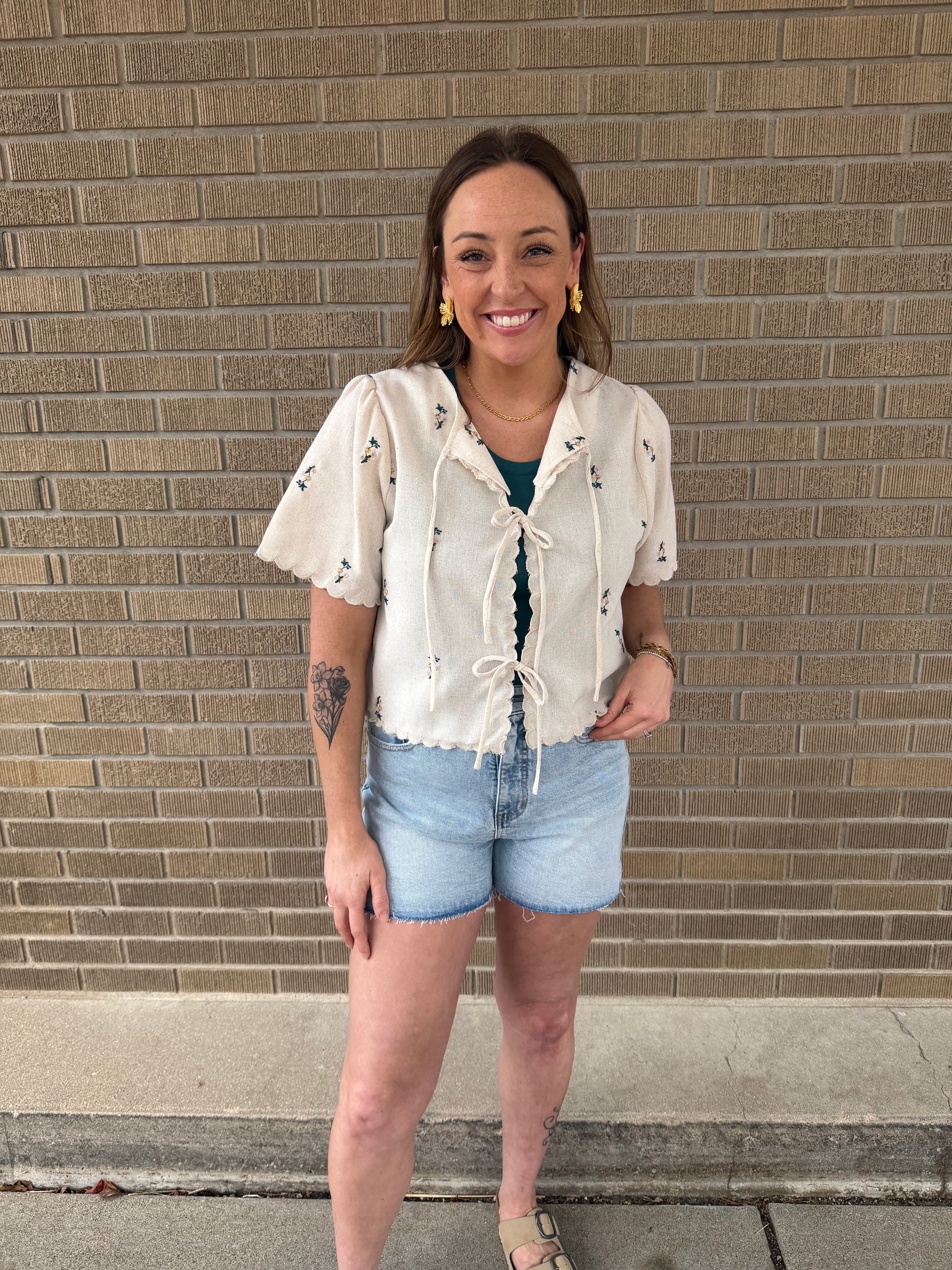 Boho Floral Tie Front Top