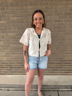 Boho Floral Tie Front Top