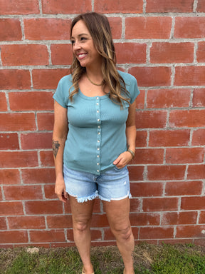Adina Top - Aqua Steel