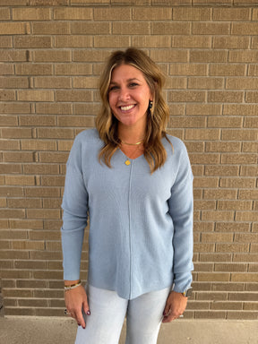 Baby Blue Waffle Knit Sweater