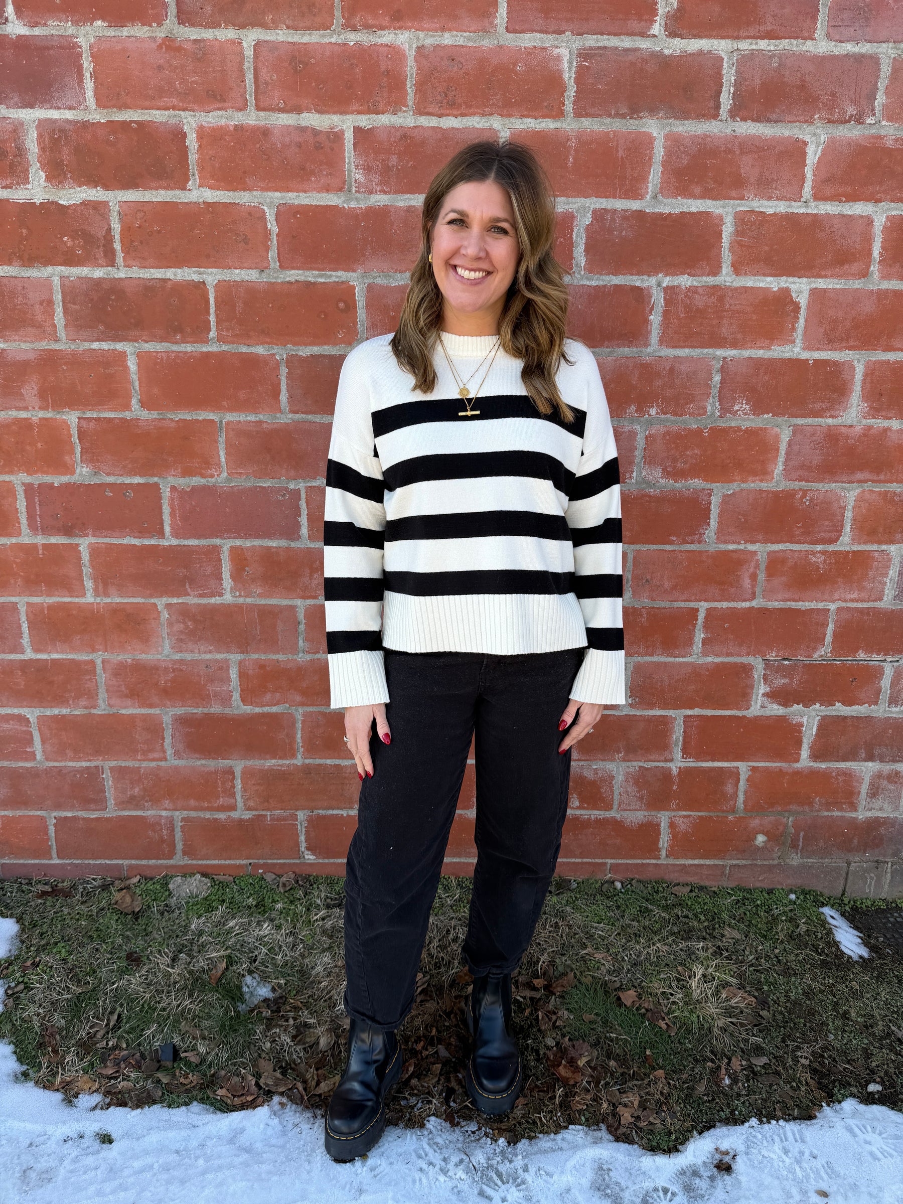 Soft Stripe Sweater - White & Black