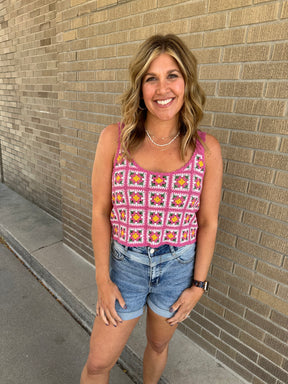 Pink Crochet Tank