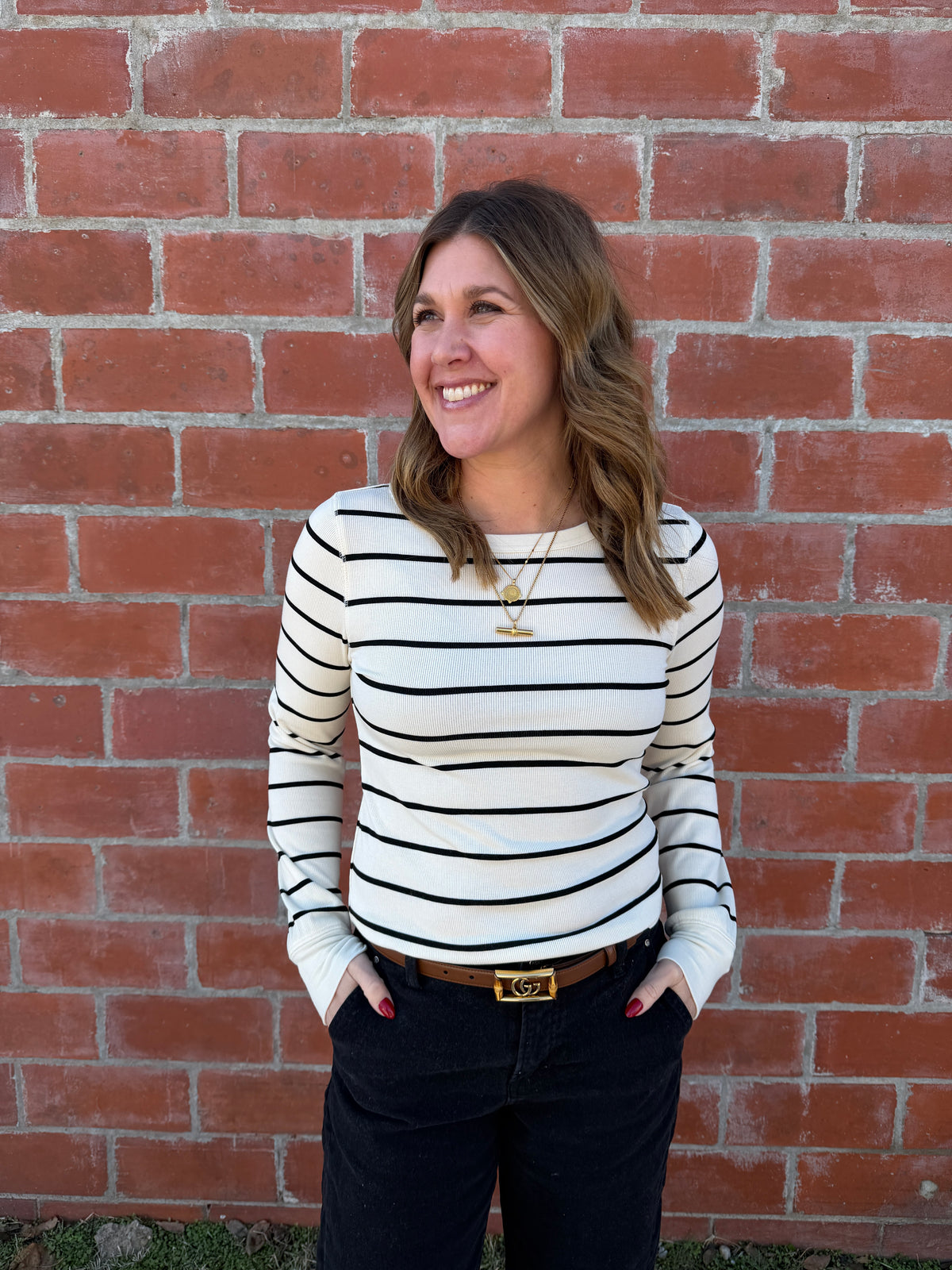 Stacy Top - Off White + Black