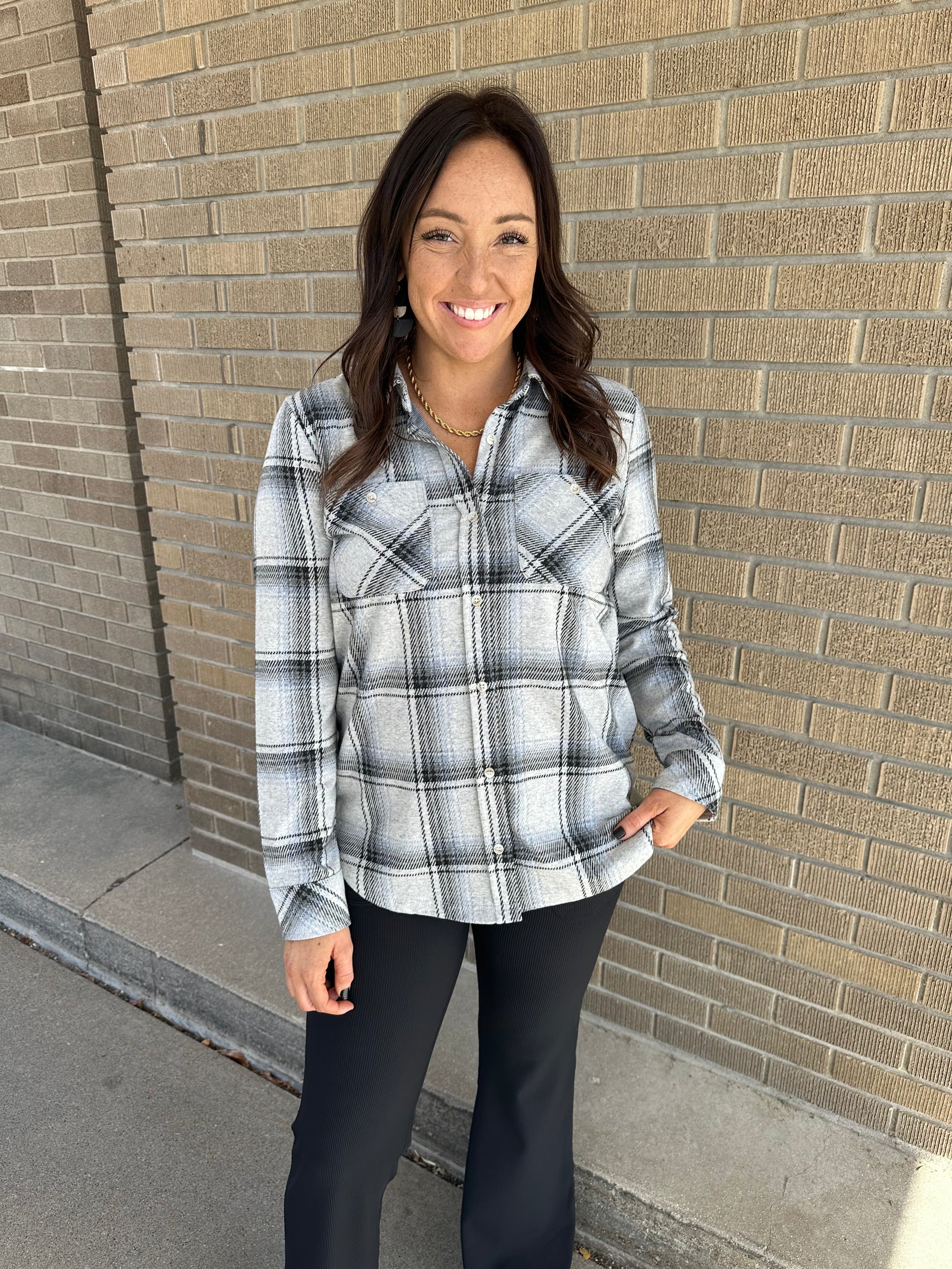 Lewis Top - Black Grey Plaid