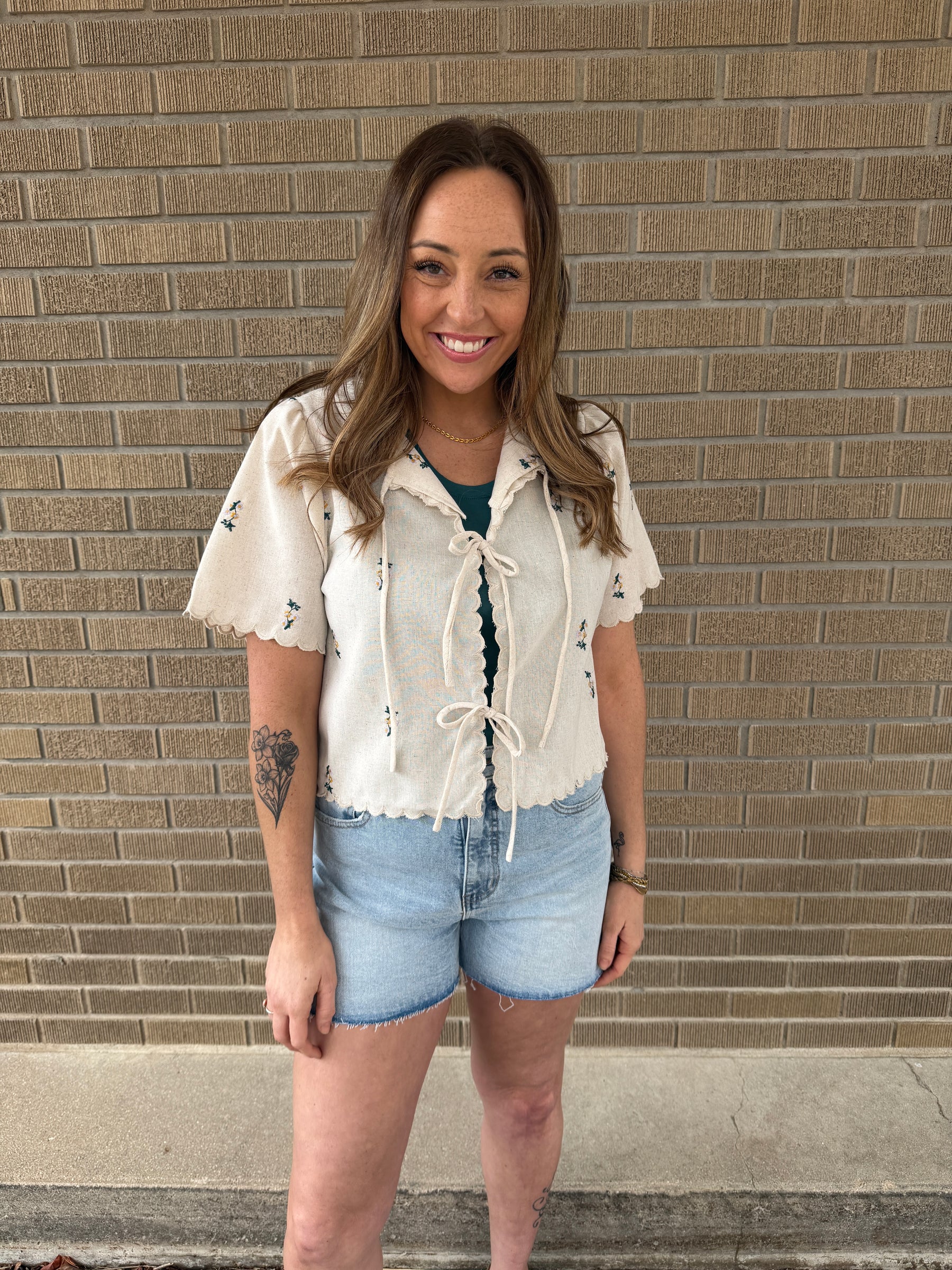 Boho Floral Tie Front Top