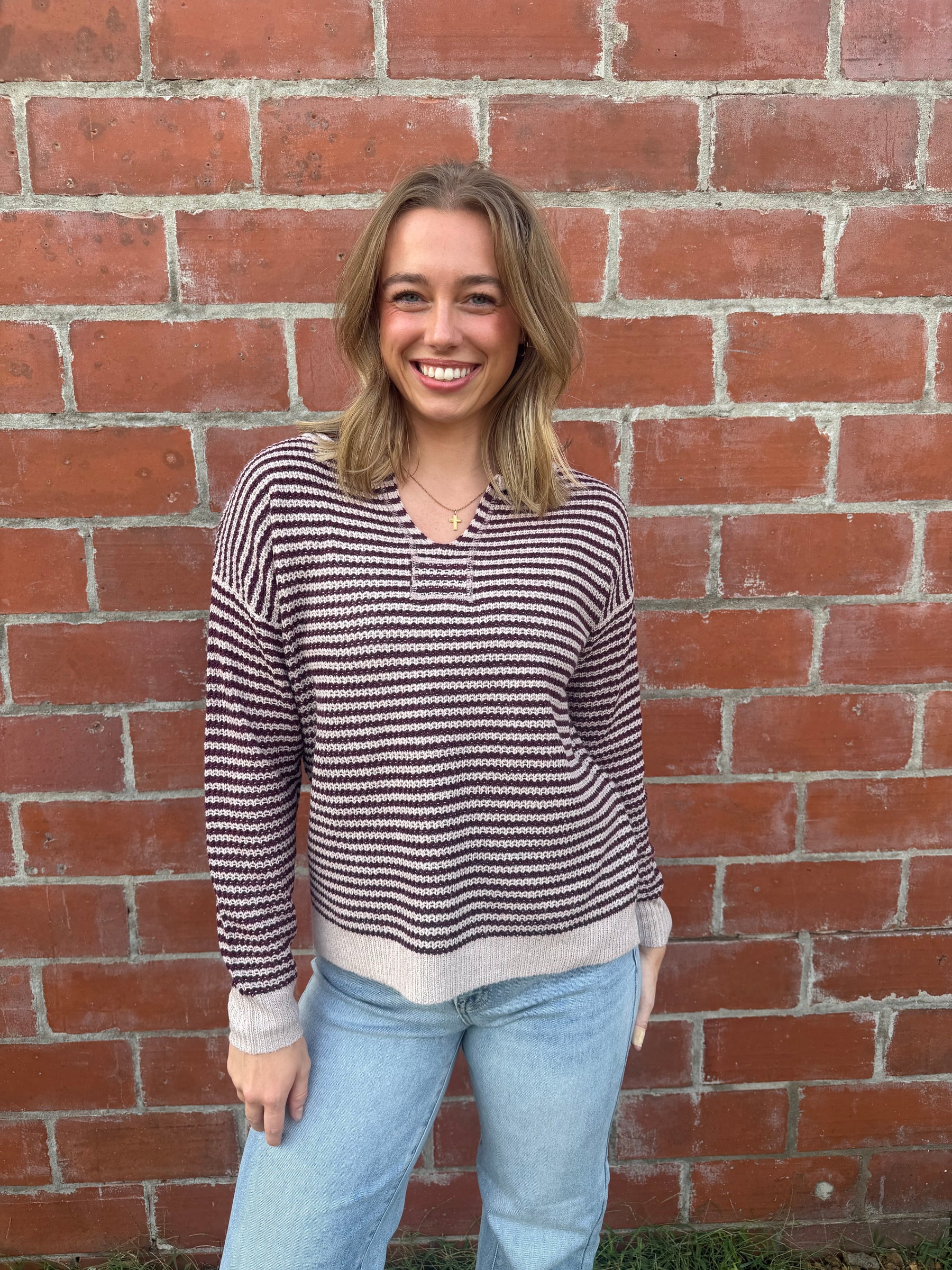 Mulberry and Cream Sweater
