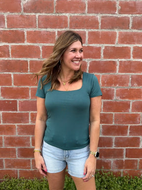 Everyday Square Neck Tee - Dark Teal