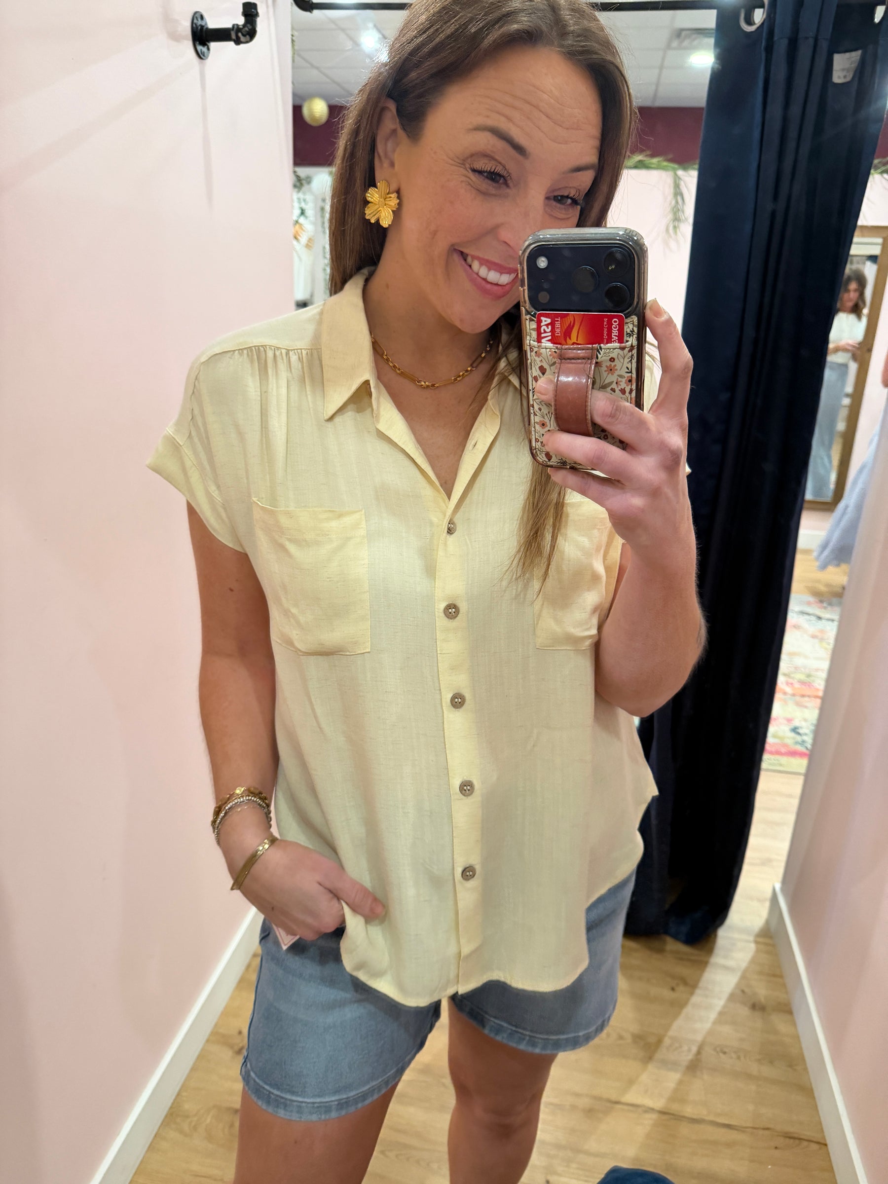 Butter Yellow Button Up