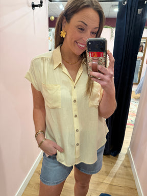 Butter Yellow Button Up