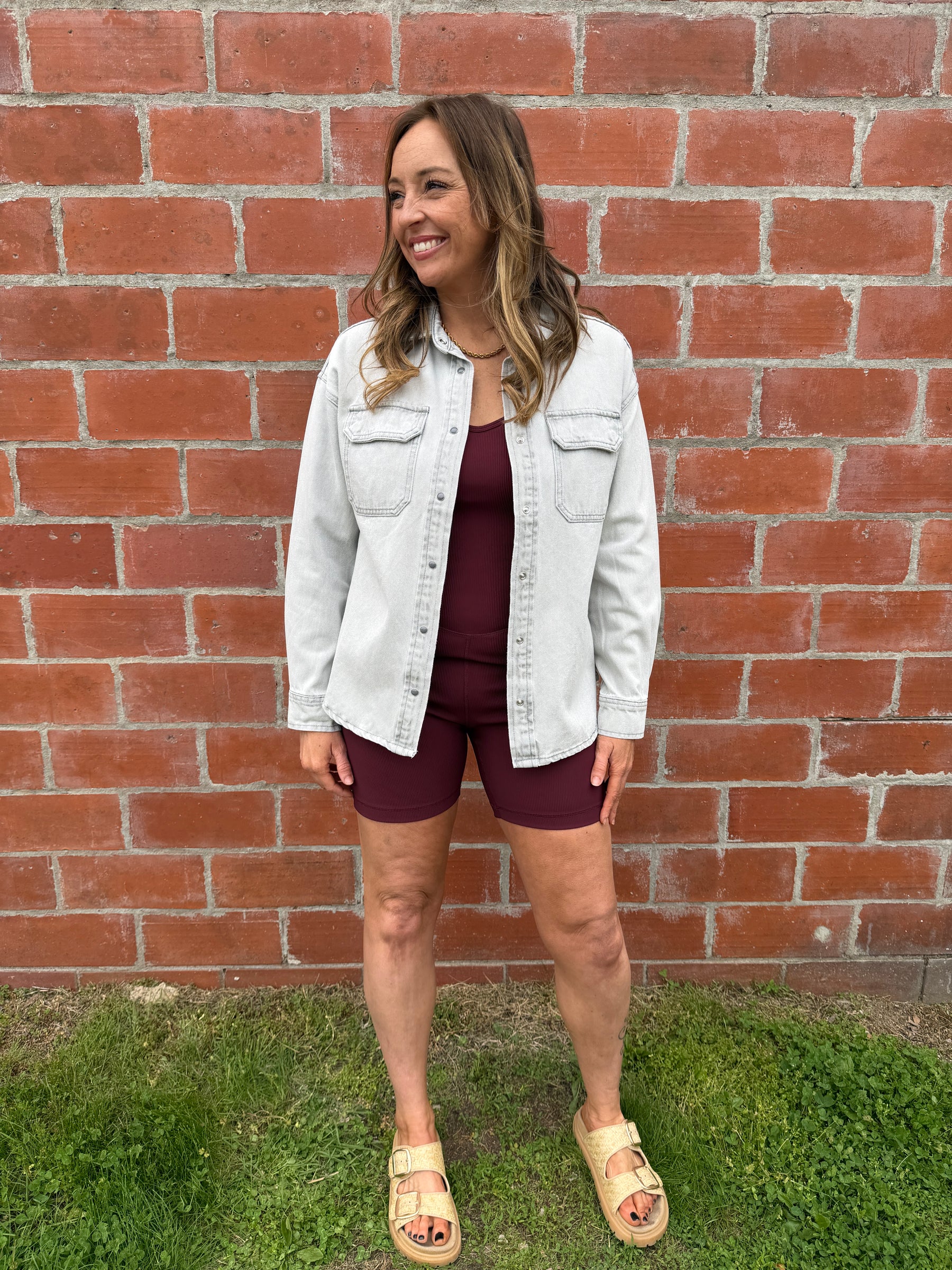 Ribbed Wine Romper