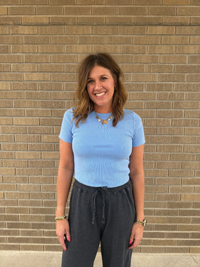 Lil Ribbed Tee - Blue