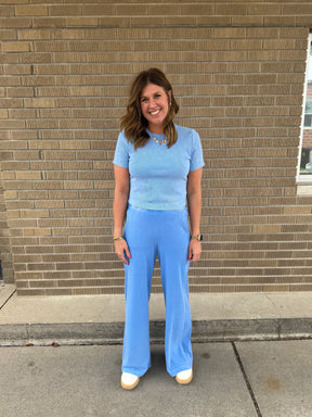 On The Go Wide Leg Pants - Blue