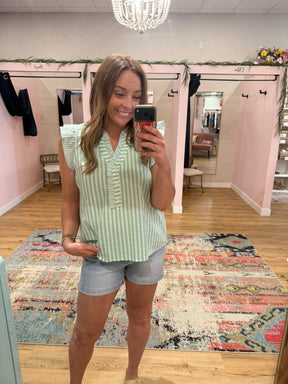 Seersucker Sage Top