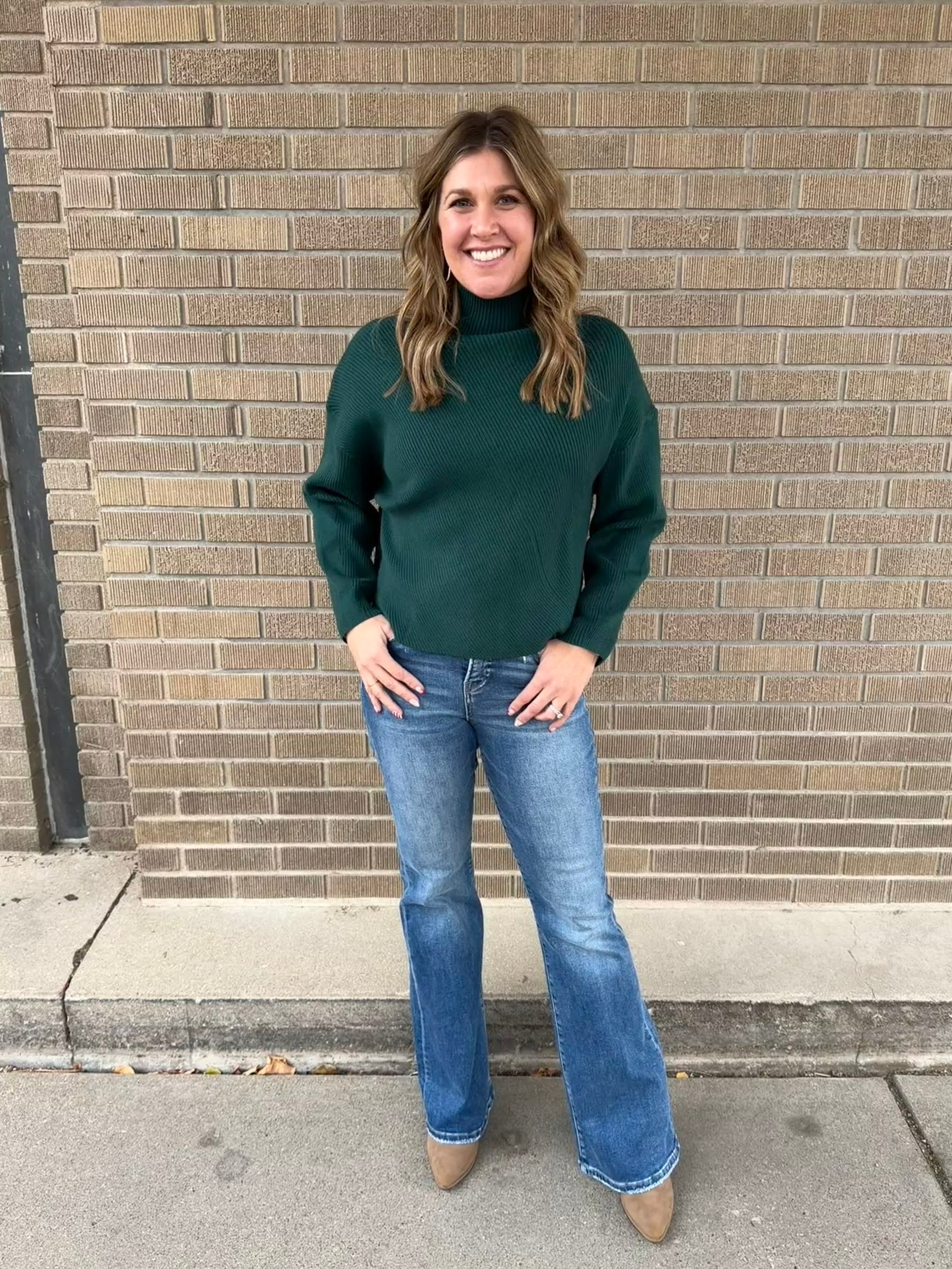 Deep Green Mock Neck Sweater