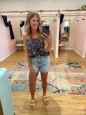 Teal Floral Tank