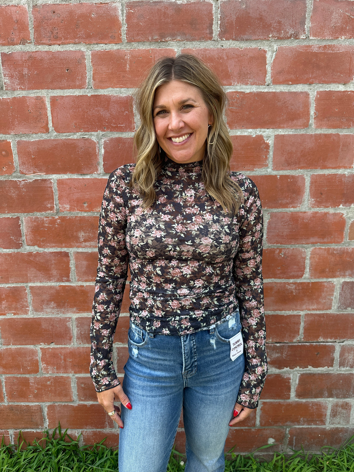 Black Floral Lace Layering Top