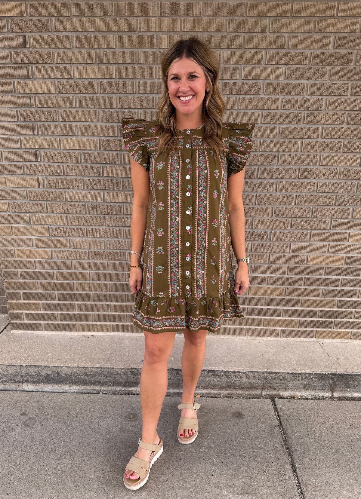 Olive Floral Mini Dress