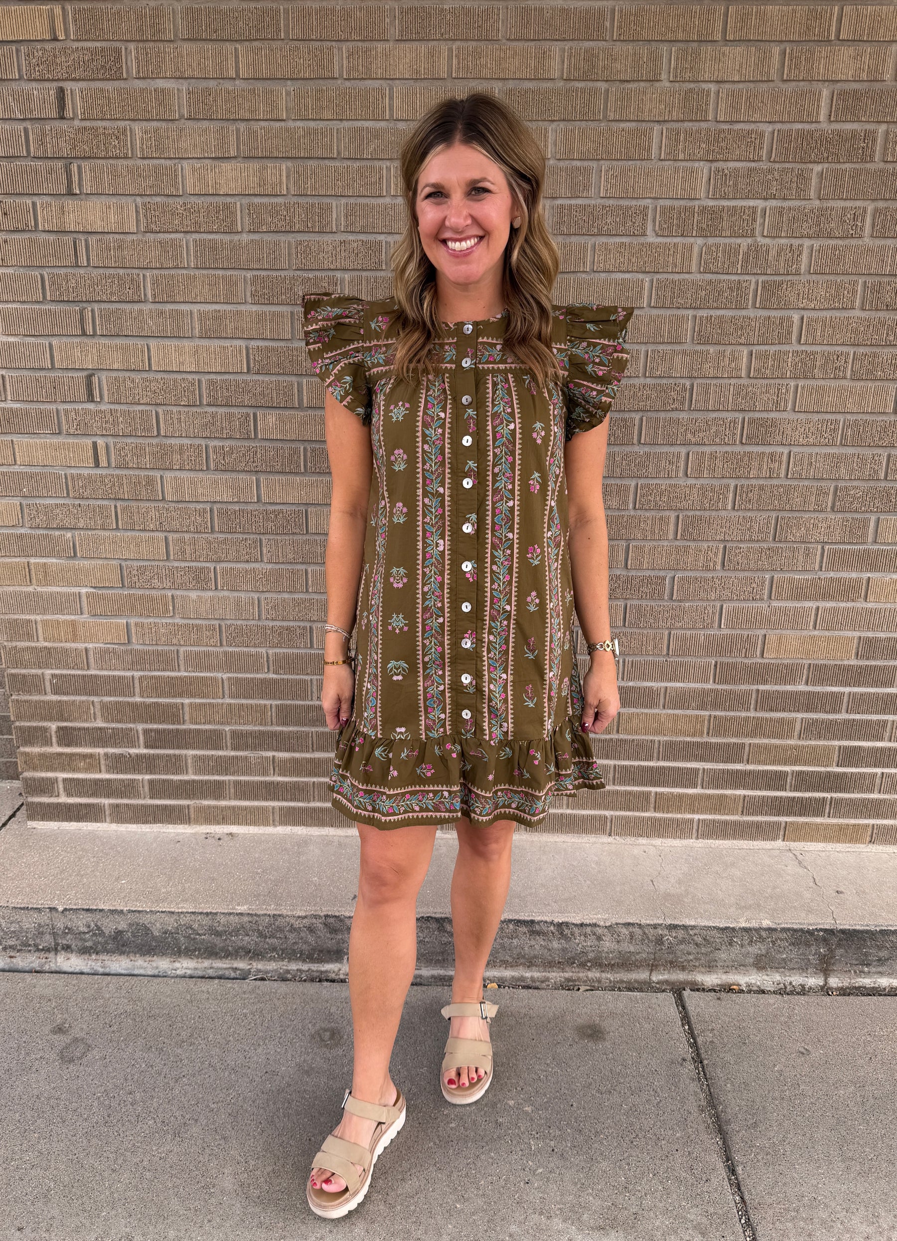 Olive Floral Mini Dress