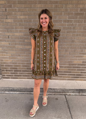 Olive Floral Mini Dress
