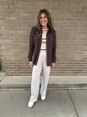 Modal Straight Leg Pants - Mocha Cream