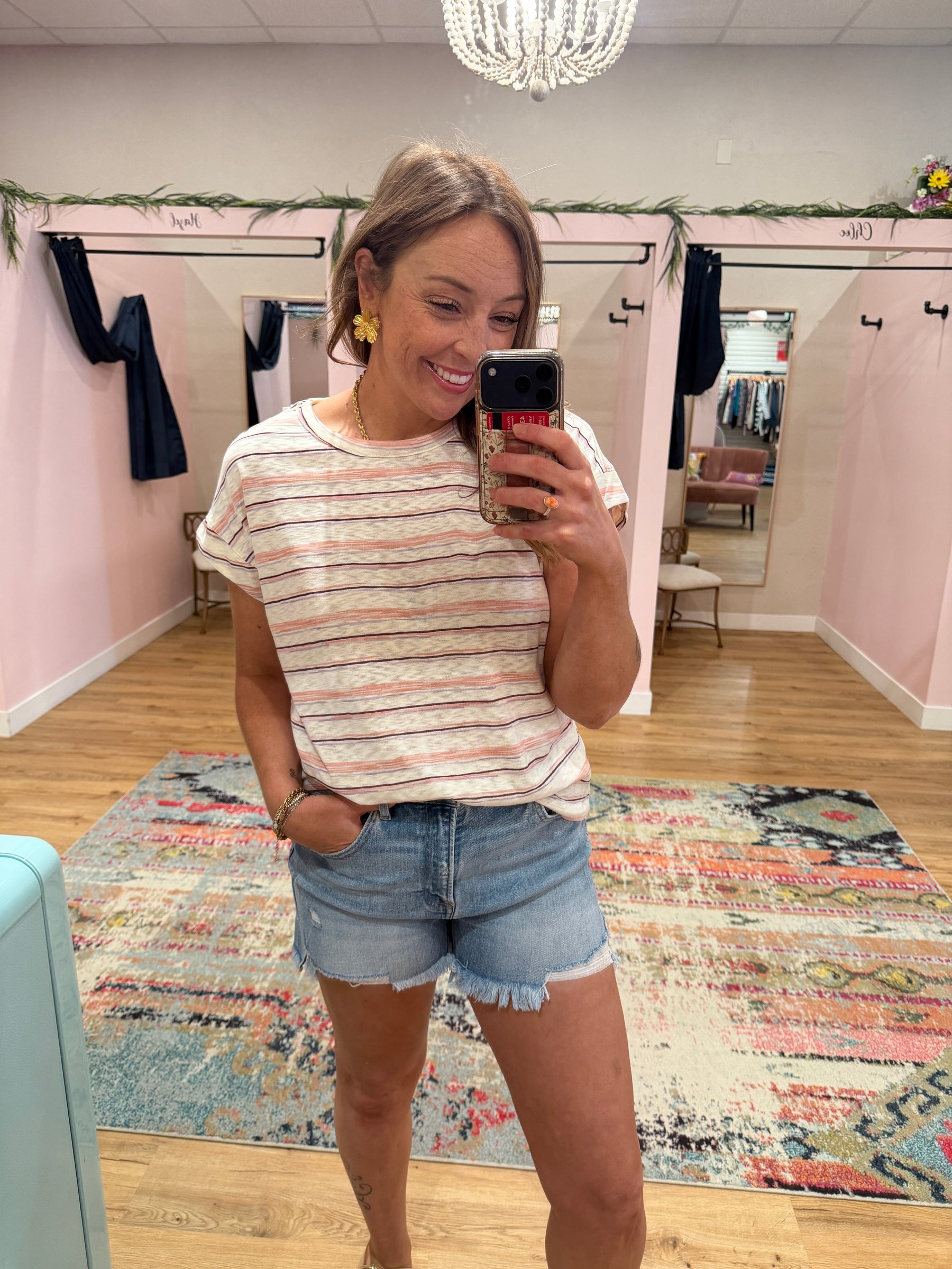 Pink Stripe Oversized Crew Top
