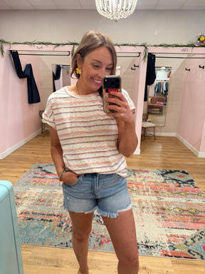 Pink Stripe Oversized Crew Top