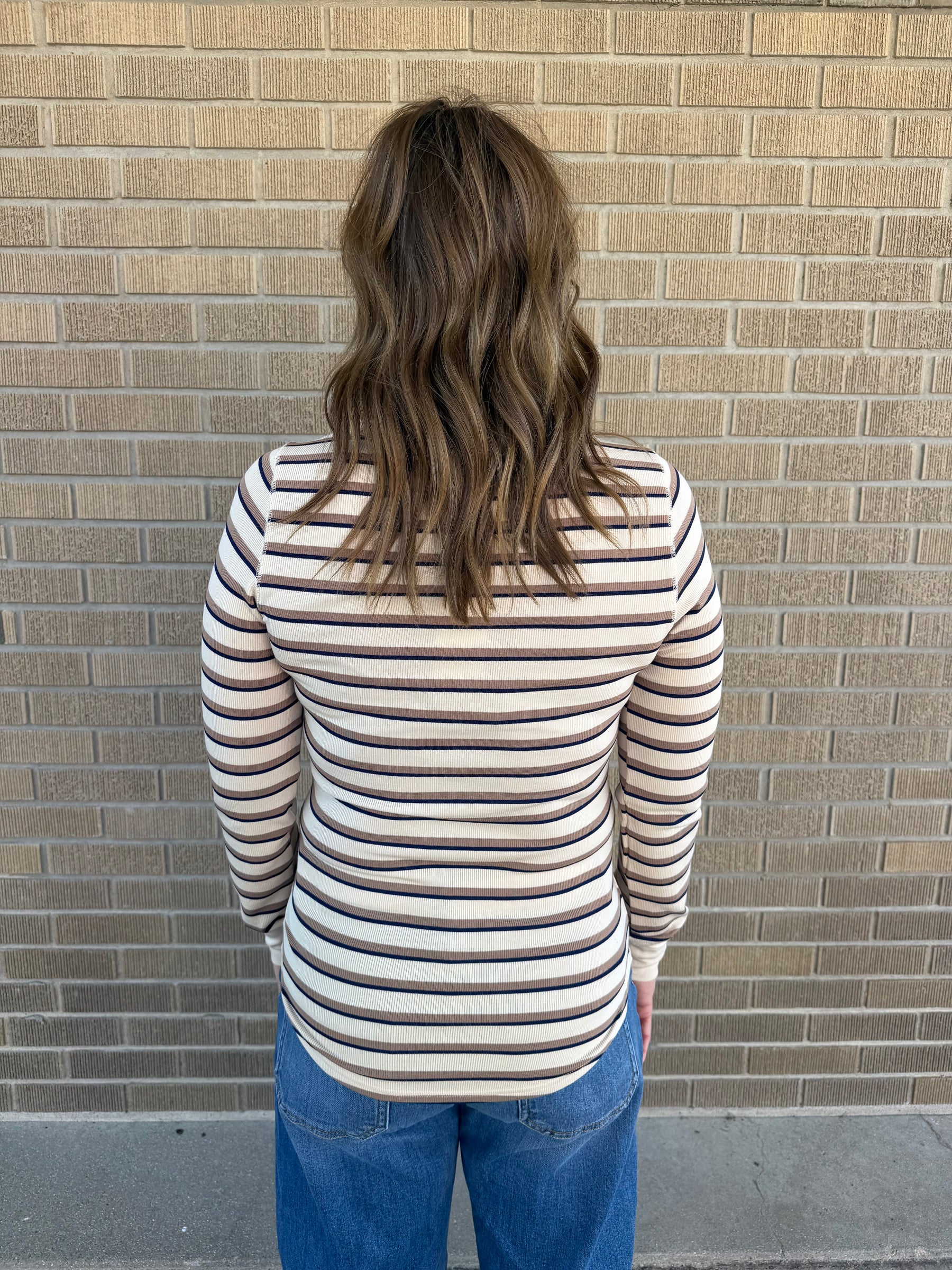 Stacy Long Sleeve - Cream Stripe