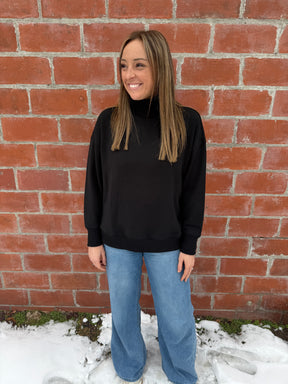 Mock Modal Pullover - Black