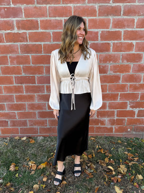 Sweet In Satin Black Skirt