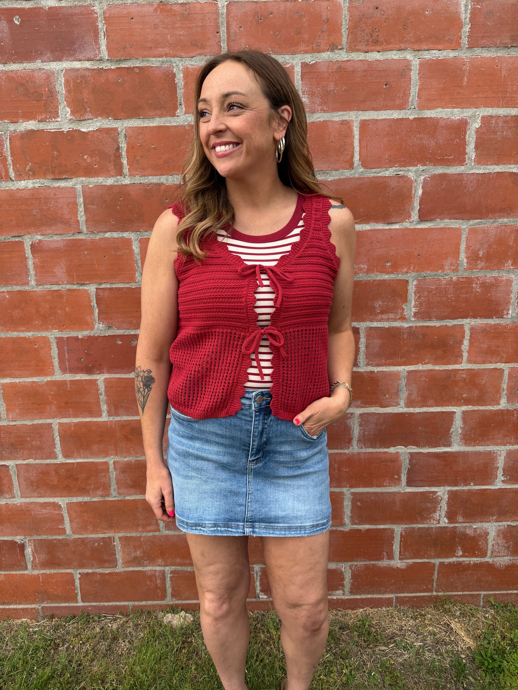 Dark Red Crochet Tank