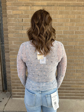 Floral Mesh Long Sleeve - Blue