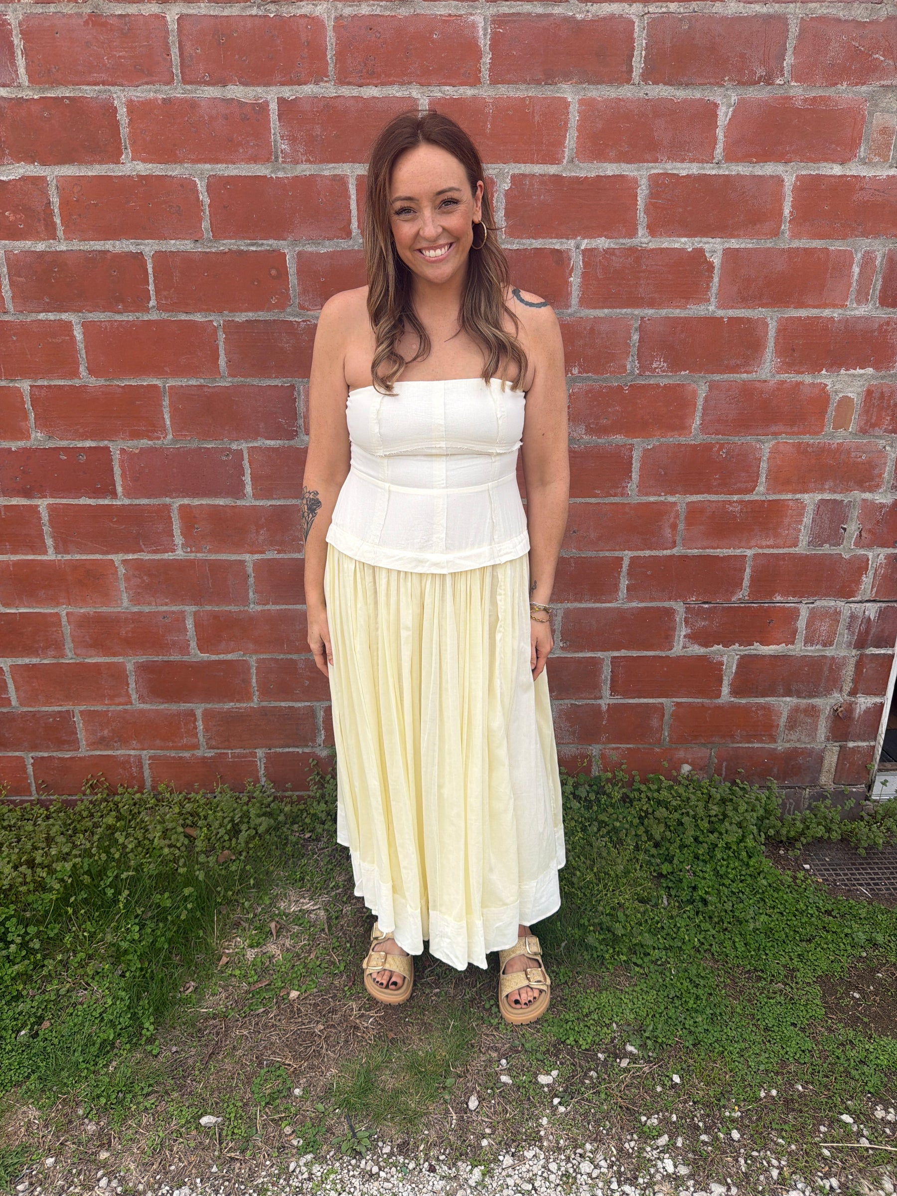 Pale Yellow Midi Dress