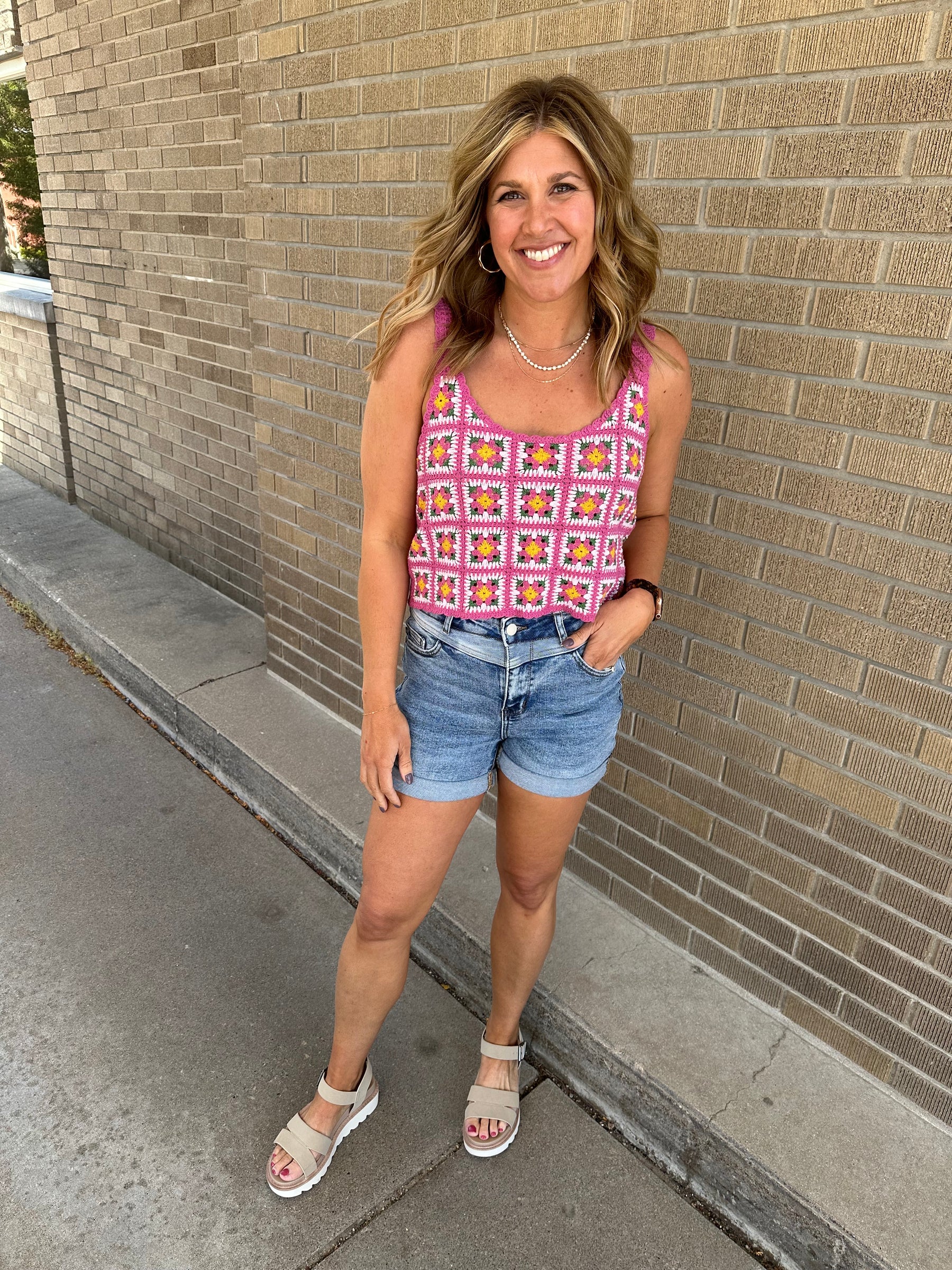 Pink Crochet Tank