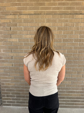 Mock Neck Taupe Sweater