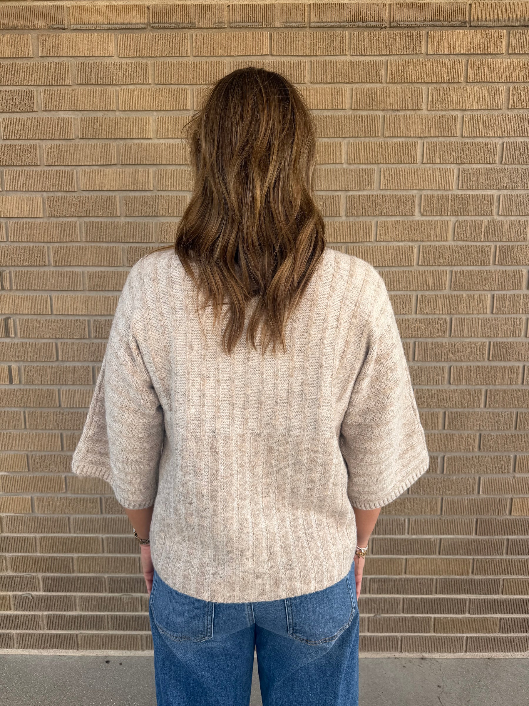 Cable Knit Short Sleeve Sweater