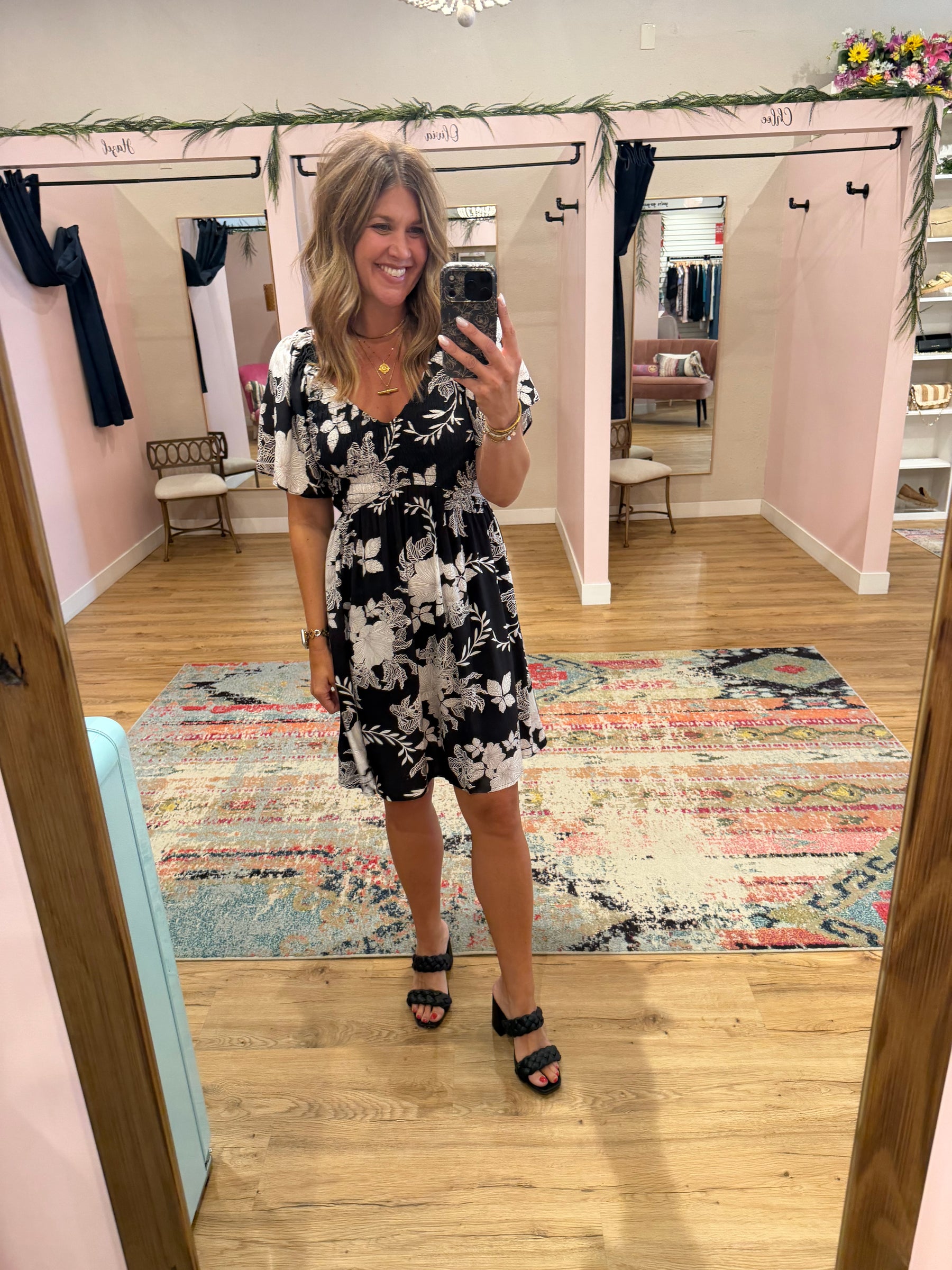 Black and White Floral Dress