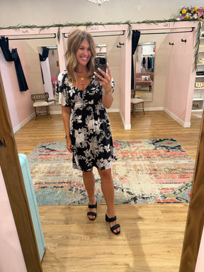Black and White Floral Dress