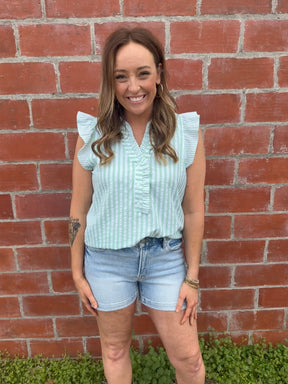 Seersucker Sage Top