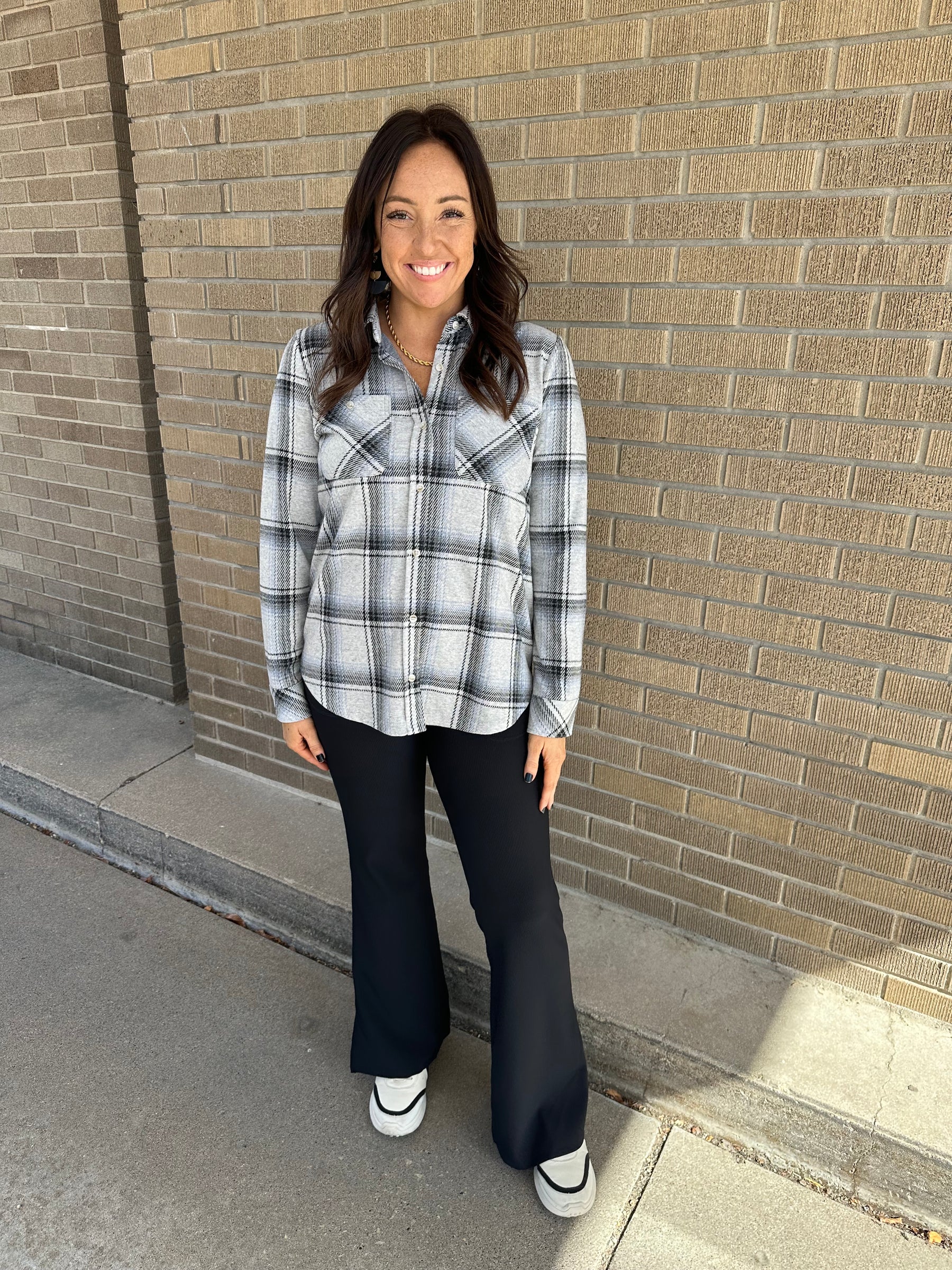 Lewis Top - Black Grey Plaid