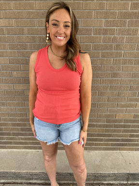 Essential V Neck Baby Ribbed Tank