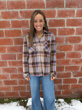 Cassian Top - Sand Brown Plaid