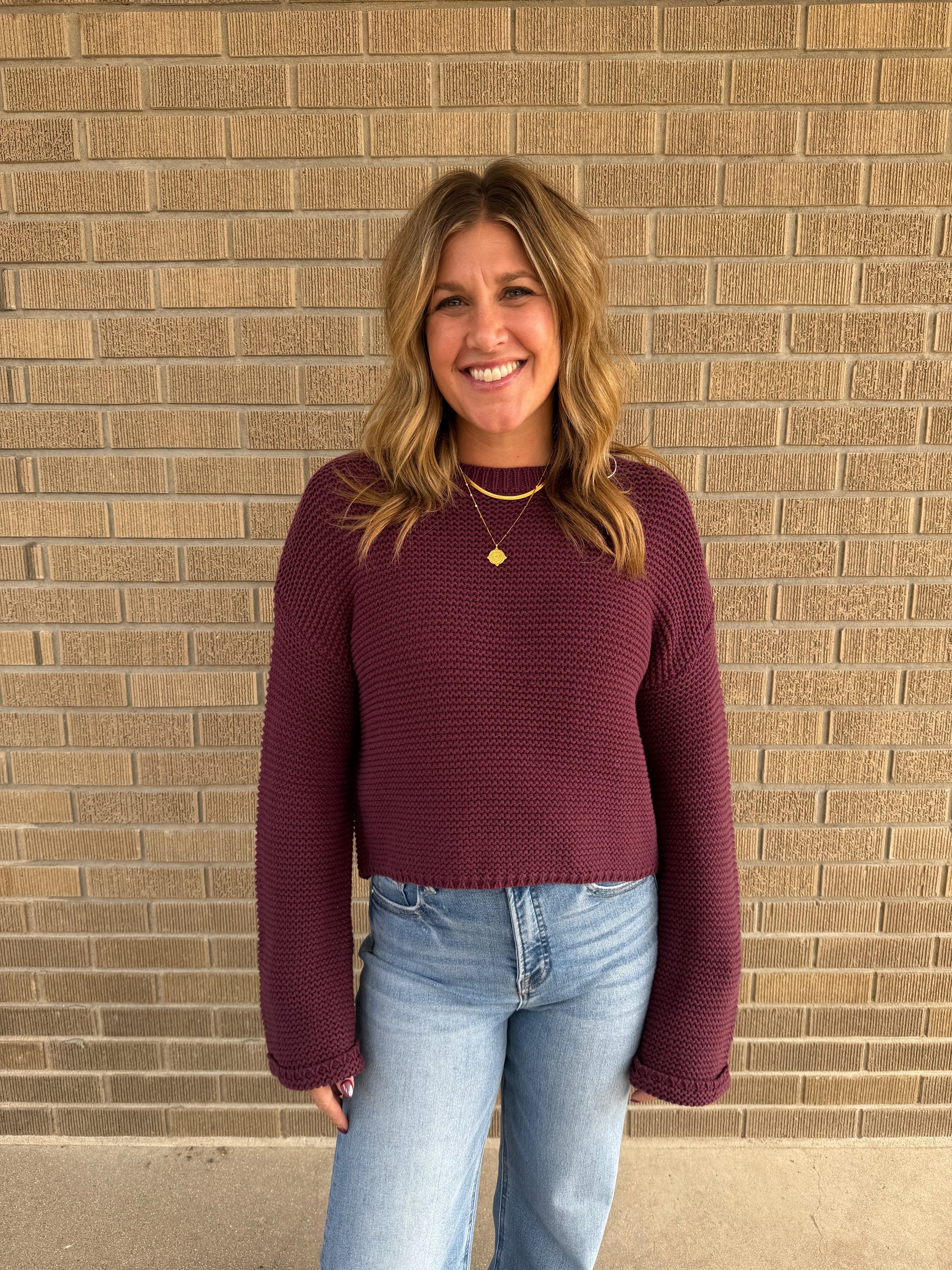 Dark Cherry Chunky Knit Sweater