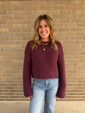 Dark Cherry Chunky Knit Sweater